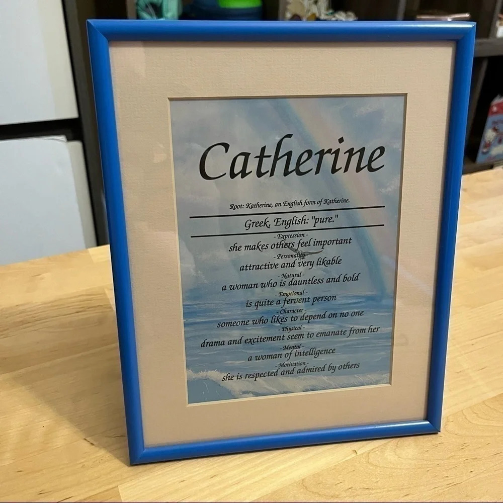 Catherine Name Meaning Origins Framed Print Blue Rainbow Ocean